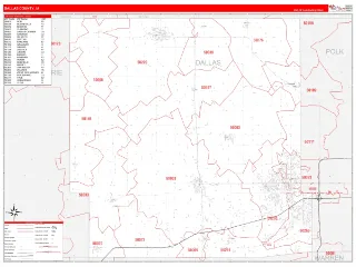 Dallas County, IA RedLine style ZIP Code wall map
