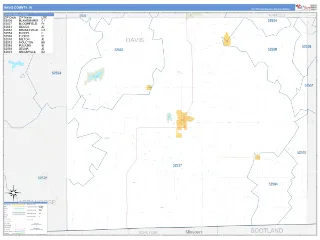 Davis County, IA Business Reference style ZIP Code wall map