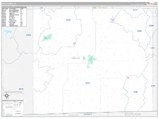Davis County, IA Classic style ZIP Code wall map