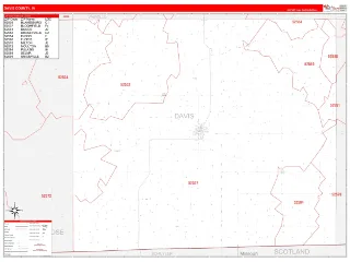 Davis County, IA RedLine style ZIP Code wall map