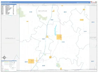Decatur County, IA Business Reference style ZIP Code wall map