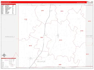 Decatur County, IA RedLine style ZIP Code wall map