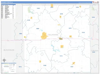 Delaware County, IA Business Reference style ZIP Code wall map