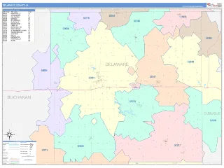 Delaware County, IA ColorCast style ZIP Code wall map