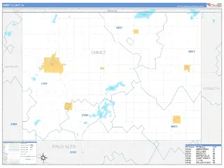Emmet County, IA Business Reference style ZIP Code wall map