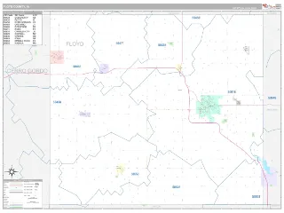 Floyd County, IA Classic style ZIP Code wall map