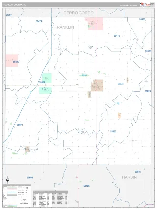 Franklin County, IA Classic style ZIP Code wall map