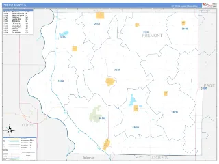 Fremont County, IA Business Reference style ZIP Code wall map