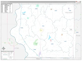 Fremont County, IA Classic style ZIP Code wall map