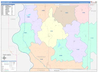 Fremont County, IA ColorCast style ZIP Code wall map