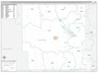 Guthrie County, IA Classic style ZIP Code wall map