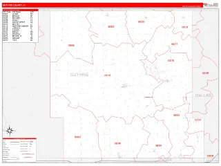 Guthrie County, IA RedLine style ZIP Code wall map