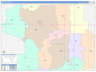 Hamilton County, IA ColorCast style ZIP Code wall map