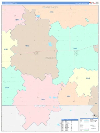 Hancock County, IA ColorCast style ZIP Code wall map