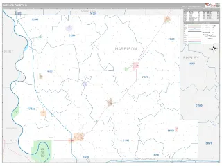 Harrison County, IA Classic style ZIP Code wall map
