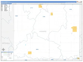 Howard County, IA Business Reference style ZIP Code wall map
