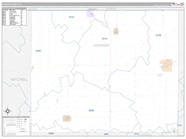 Howard County, IA ZIP Code Wall Map, Classic style
