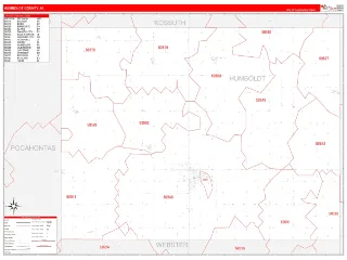 Humboldt County, IA RedLine style ZIP Code wall map