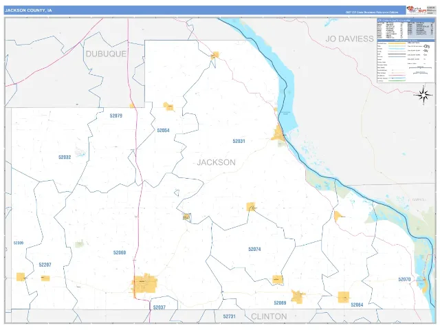 Jackson County, IA ZIP Code Wall Map, Business Reference style