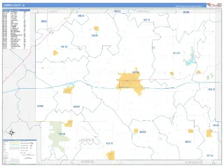 Jasper County, IA Business Reference style ZIP Code wall map