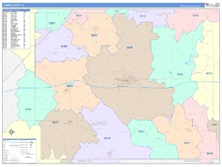 Jasper County, IA ColorCast style ZIP Code wall map
