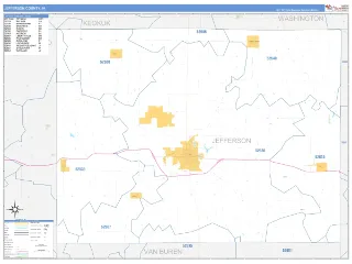 Jefferson County, IA Business Reference style ZIP Code wall map