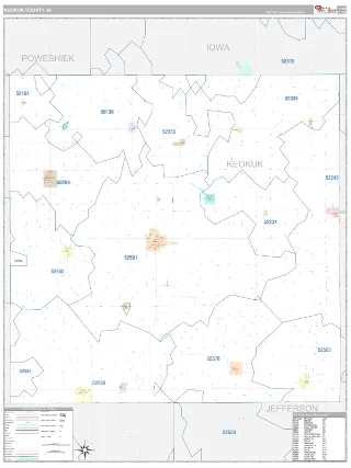 Keokuk County, IA Classic style ZIP Code wall map