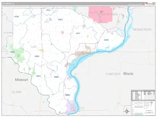 Lee County, IA Classic style ZIP Code wall map
