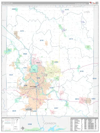 Linn County, IA Classic style ZIP Code wall map