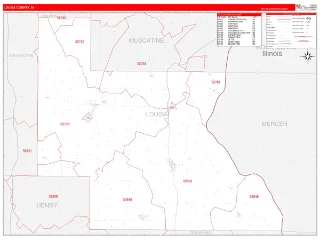 Louisa County, IA RedLine style ZIP Code wall map