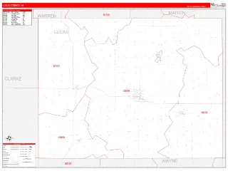 Lucas County, IA RedLine style ZIP Code wall map