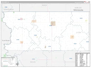 Lyon County, IA Classic style ZIP Code wall map