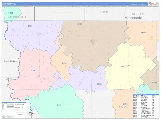 Lyon County, IA ColorCast style ZIP Code wall map