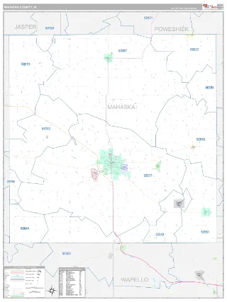 Mahaska County, IA Classic style ZIP Code wall map