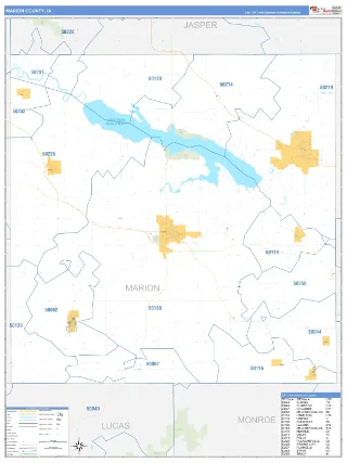 Marion County, IA Business Reference style ZIP Code wall map