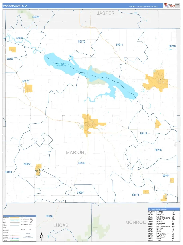 Marion County, IA ZIP Code Wall Map, Business Reference style