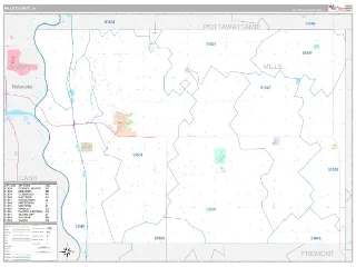 Mills County, IA Classic style ZIP Code wall map