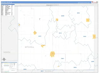Mitchell County, IA Business Reference style ZIP Code wall map