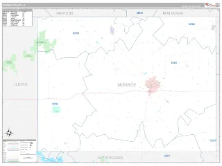 Monroe County, IA Classic style ZIP Code wall map