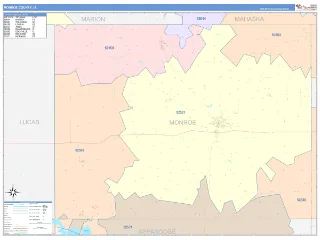 Monroe County, IA ColorCast style ZIP Code wall map