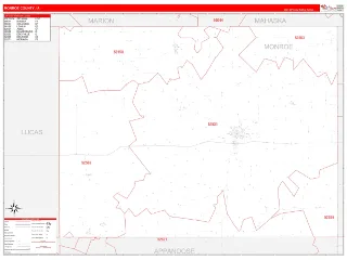 Monroe County, IA RedLine style ZIP Code wall map