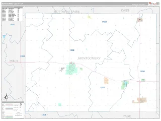 Montgomery County, IA Classic style ZIP Code wall map