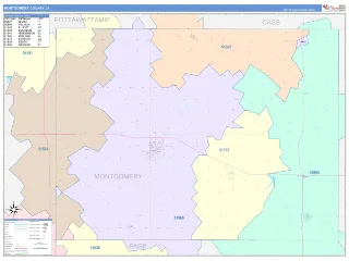 Montgomery County, IA ColorCast style ZIP Code wall map