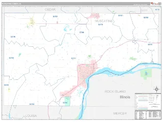 Muscatine County, IA Classic style ZIP Code wall map