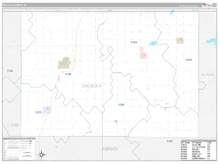 Osceola County, IA Classic style ZIP Code wall map