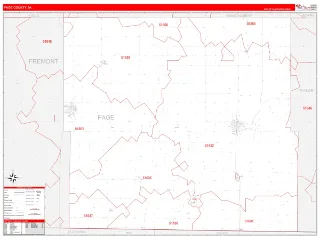 Page County, IA RedLine style ZIP Code wall map