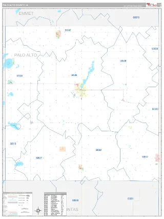Palo Alto County, IA Classic style ZIP Code wall map