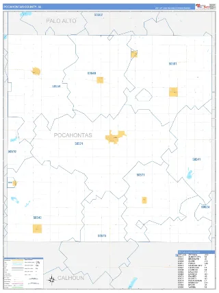 Pocahontas County, IA Business Reference style ZIP Code wall map