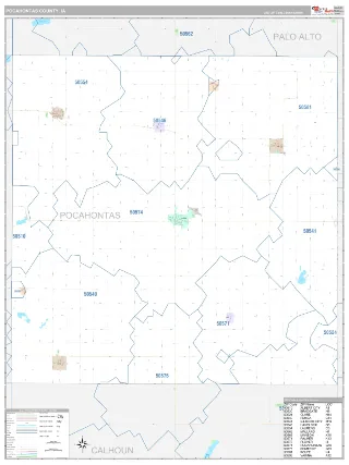 Pocahontas County, IA Classic style ZIP Code wall map