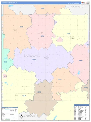 Pocahontas County, IA ColorCast style ZIP Code wall map